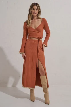 BASK KNIT SKIRT - TERRACOTTA