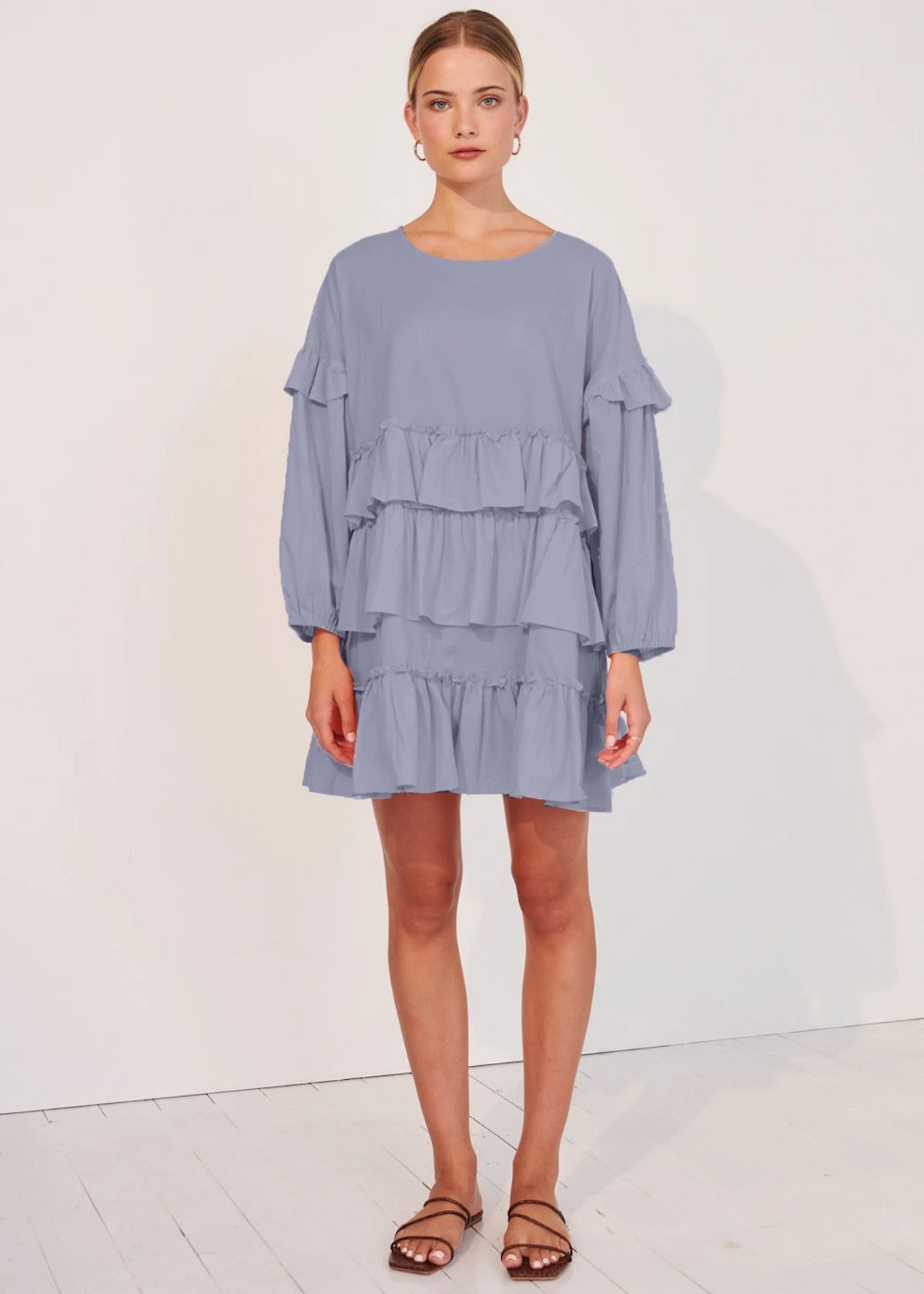 Lucia Ruffled Mini Dress - Blue 3 Lucia Ruffled Mini Dress - Blue - Image 3