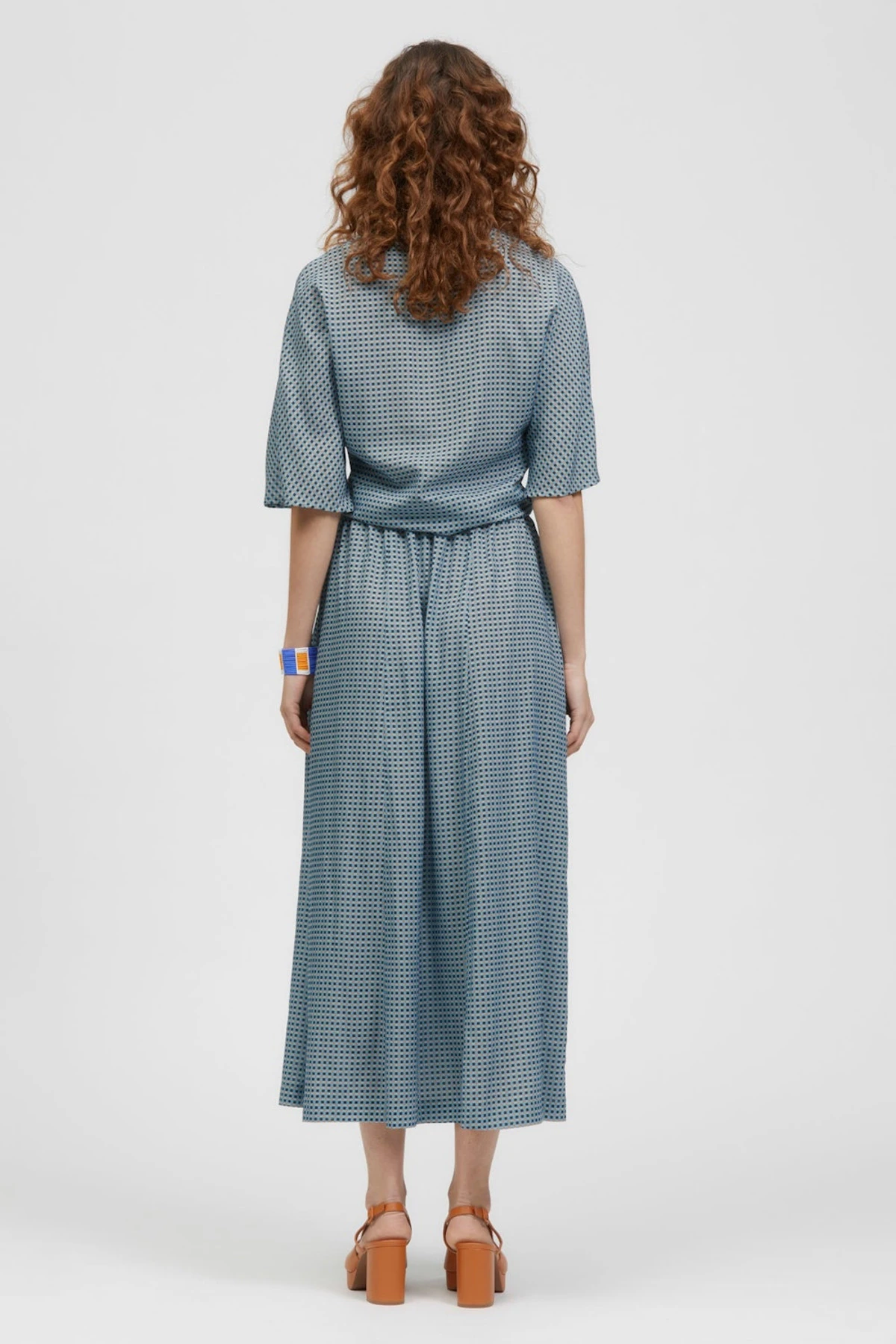 Roho Maxi Skirt Blue Check Print 4 Roho Maxi Skirt Blue Check Print - Image 4