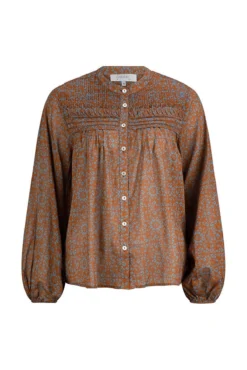 Cotton Voile Pin-tuck Blouse - Othello Choc/denim