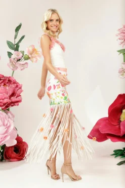 In Full Bloom Fringe Skirt