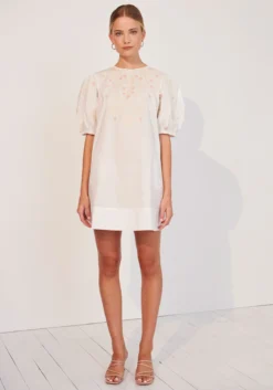 Edina Embroidered Mini Dress - White