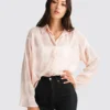 Yoko Shirred Chiffon Blouse - Blush