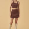 HUDSON KNIT MINI SKIRT - MAHOGANY