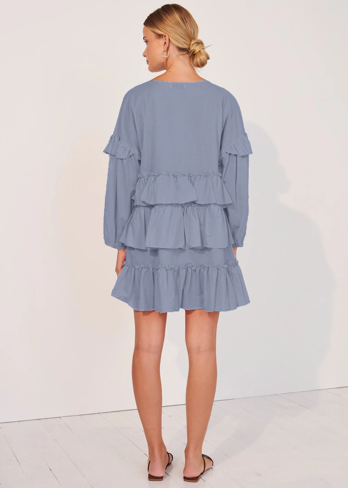 Lucia Ruffled Mini Dress - Blue 2 Lucia Ruffled Mini Dress - Blue - Image 2
