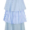 Tiered Stripe Skirt - Marine Blue Stripe