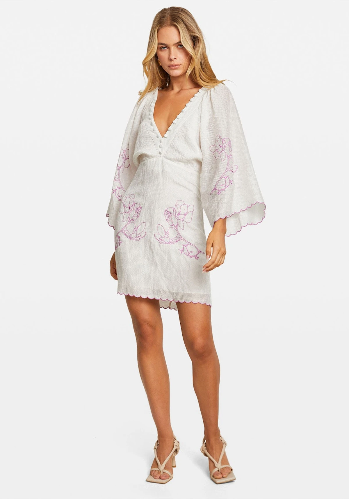 ISADORA SILK LINEN EMBROIDERY MINI DRESS 4 ISADORA SILK LINEN EMBROIDERY MINI DRESS - Image 4