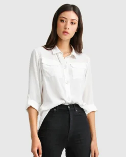 Eclipse Rolled Sleeve Blouse - Cream