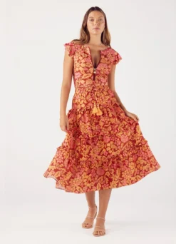 Lilou Frilled Peasant Skirt PEONIA