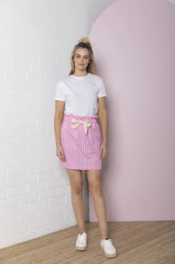 Gingham Paperbag Skirt - Pink Gingham