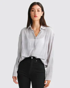 Yoko Shirred Chiffon Blouse - Grey