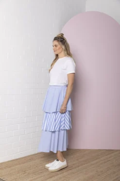 Tiered Stripe Skirt - Marine Blue Stripe -Cheap Gossavia Store zPHSIqxIfwohmfis255vQzazs 14442.1706618419